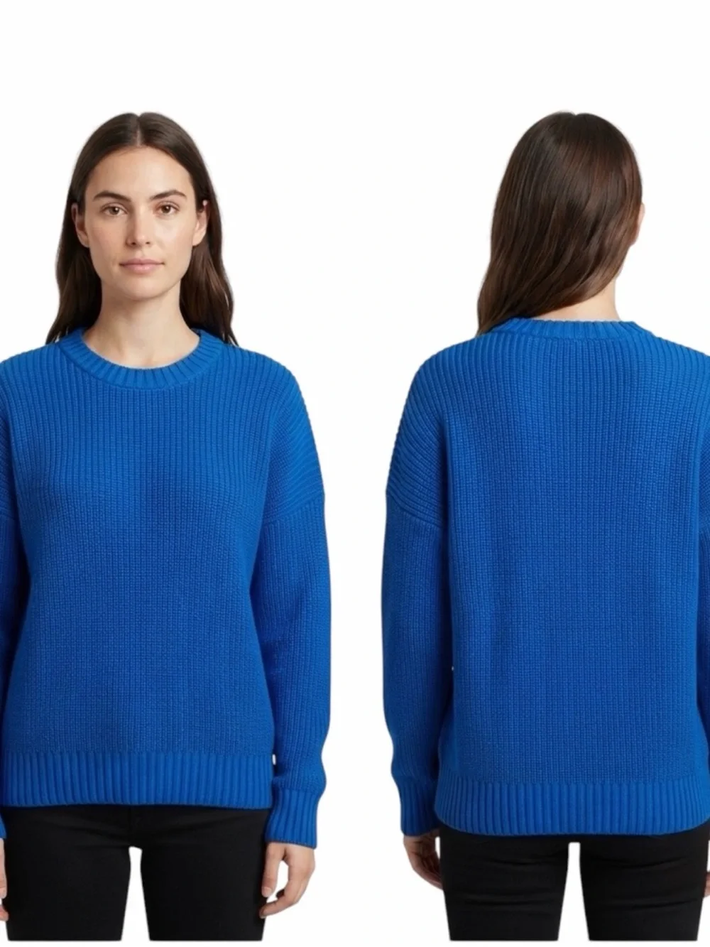 American Giant Royal Blue Ribbed Cotton Crewneck Sweater Size XL